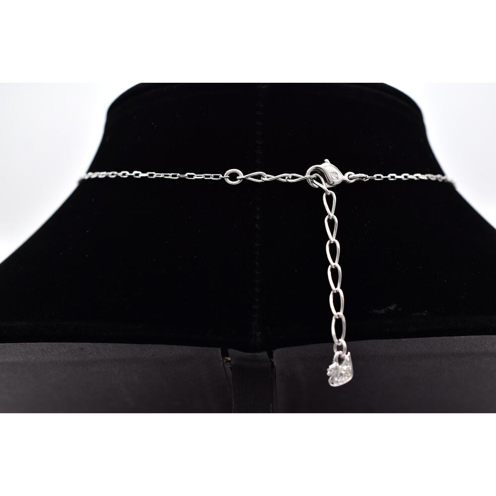Swarovski Aurora Borealis Crystal Bow Pendant Necklace Silver Swan Signed Bin7B - Picture 7 of 12